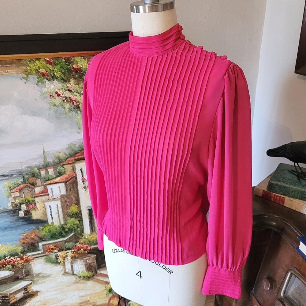 Elegant Pink Pleated Blouse